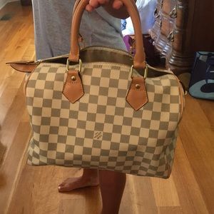 White Checkered Speedy Bag